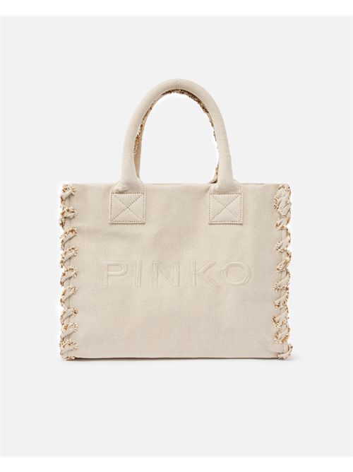 Beach Shopper in canvas riciclato sale e pepe PINKO | 100782A1X1/7UHQ